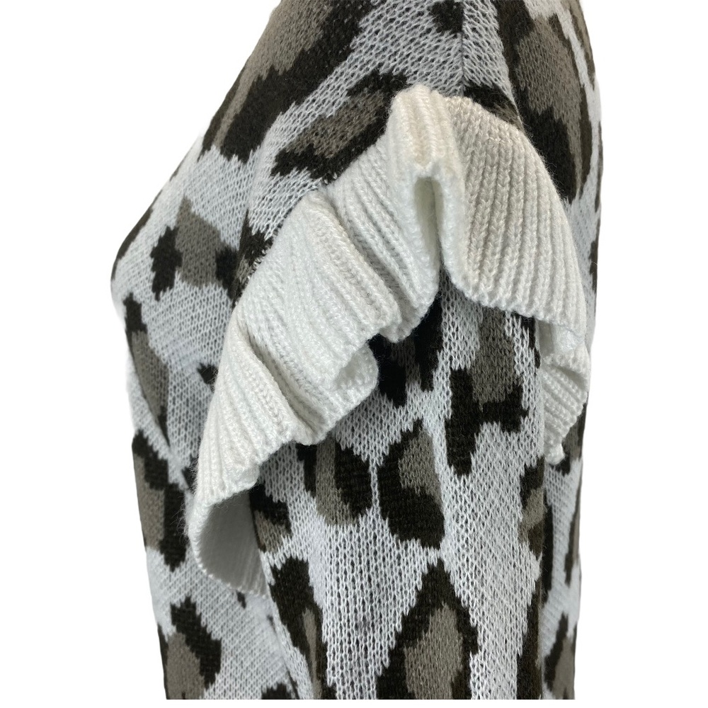 Chaser Leopard Print Ruffle Button Up Cardigan - image 2